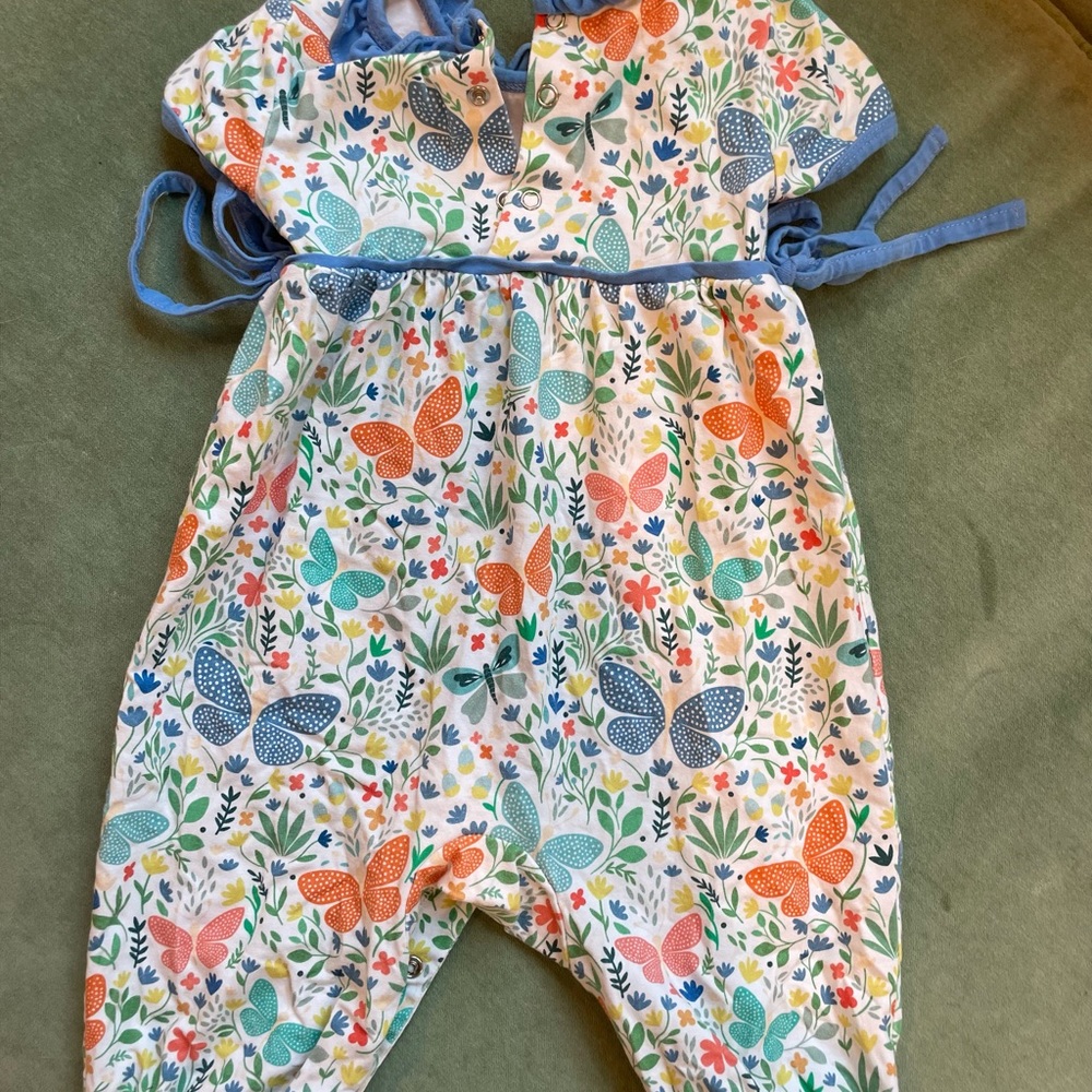 Stitchy Fish Butterfly Friends Bubble Romper 9m GUC